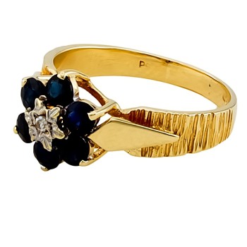 9ct gold Sapphire/Diamond Cluster Ring size N